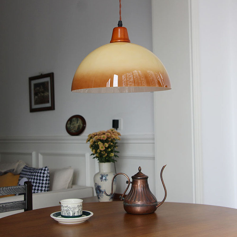 Lampe Pendante Ferme en Verre Ambre - Design Vintage Rustique