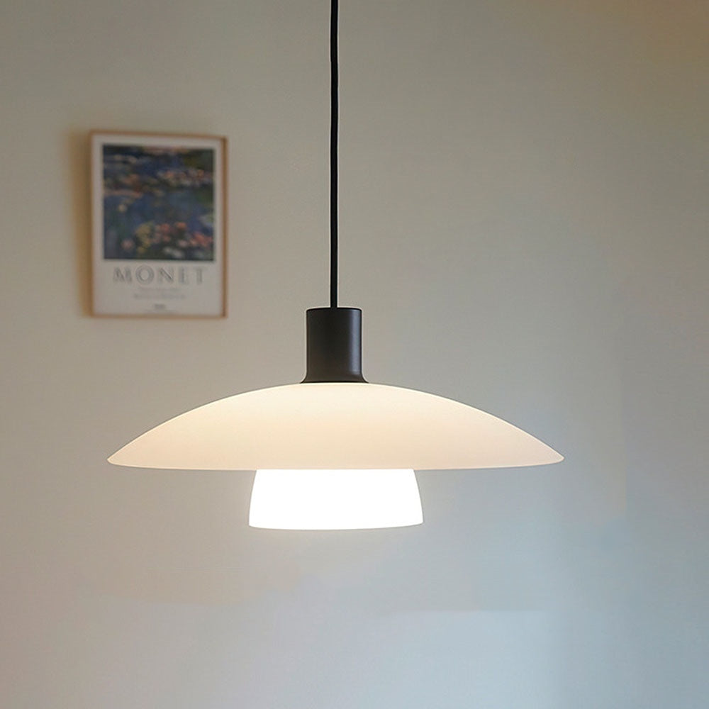 Suspension Minimaliste en Verre Blanc – Lampe Moderne à Design Épuré