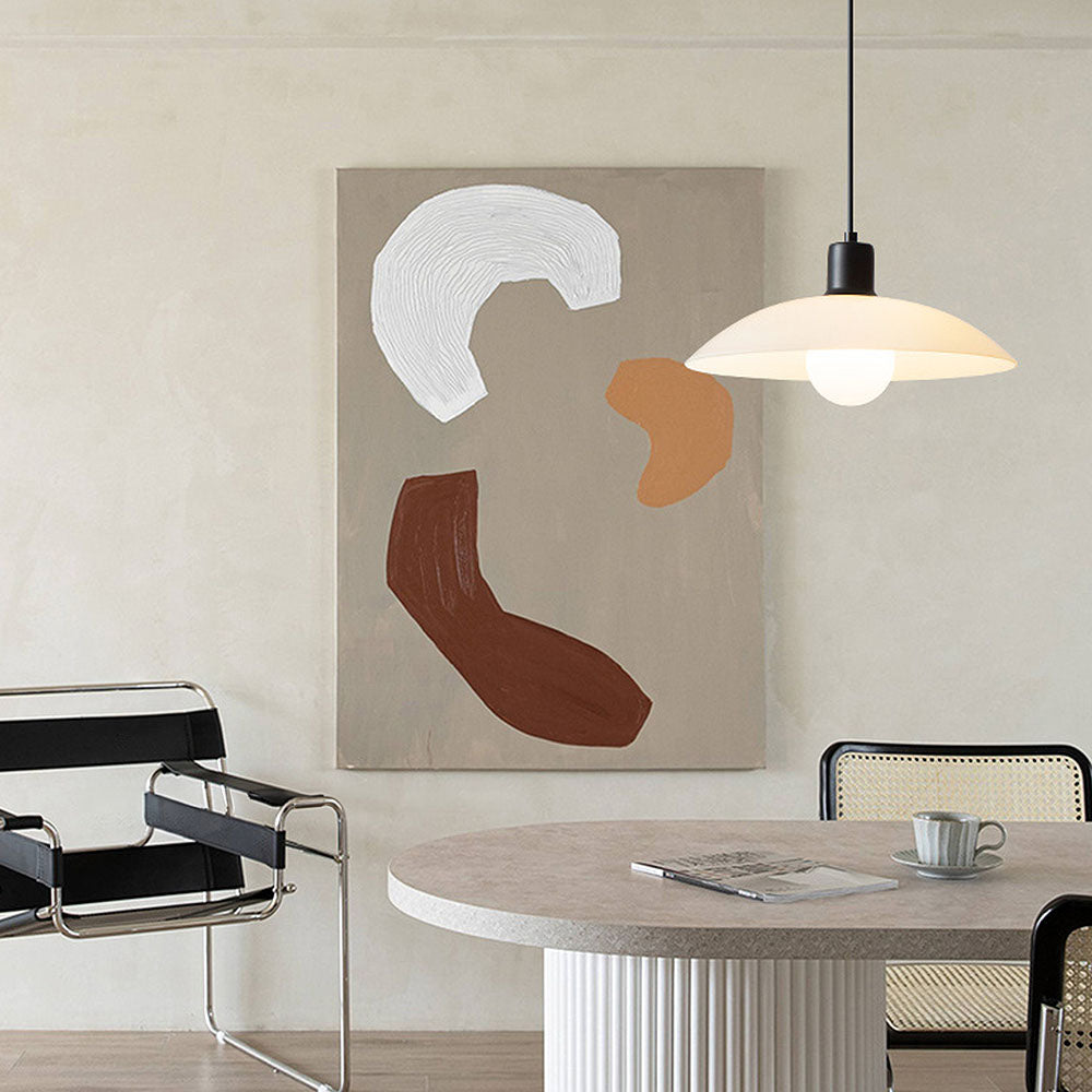 Suspension Minimaliste en Verre Blanc – Lampe Moderne à Design Épuré