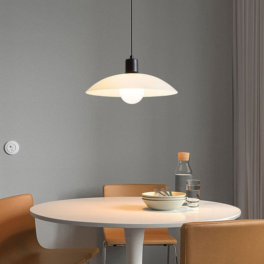 Suspension Minimaliste en Verre Blanc – Lampe Moderne à Design Épuré