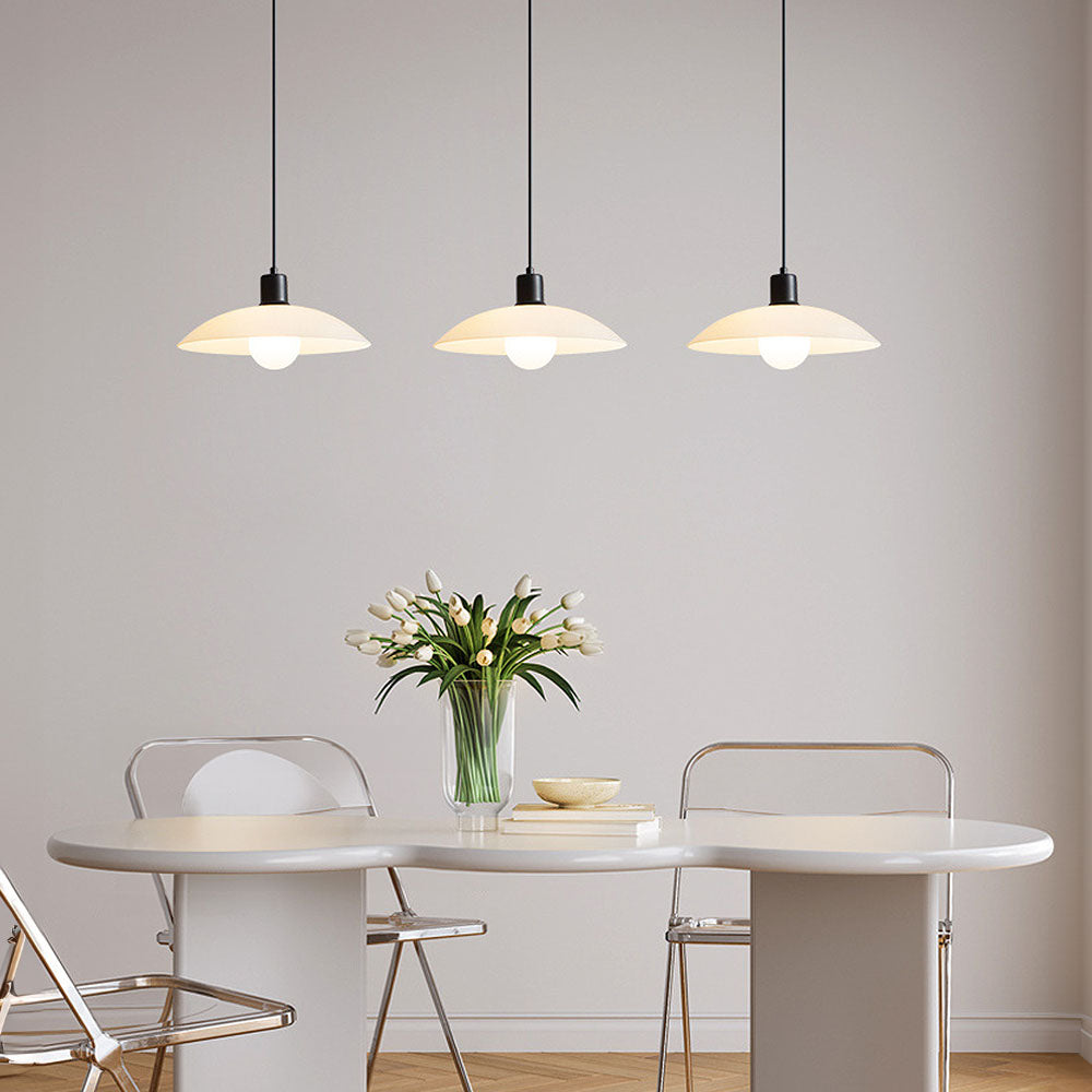 Suspension Minimaliste en Verre Blanc – Lampe Moderne à Design Épuré