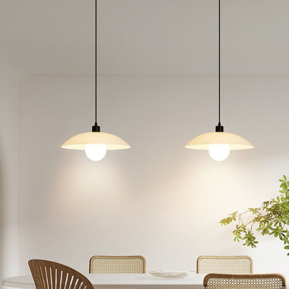 Suspension Minimaliste en Verre Blanc – Lampe Moderne à Design Épuré