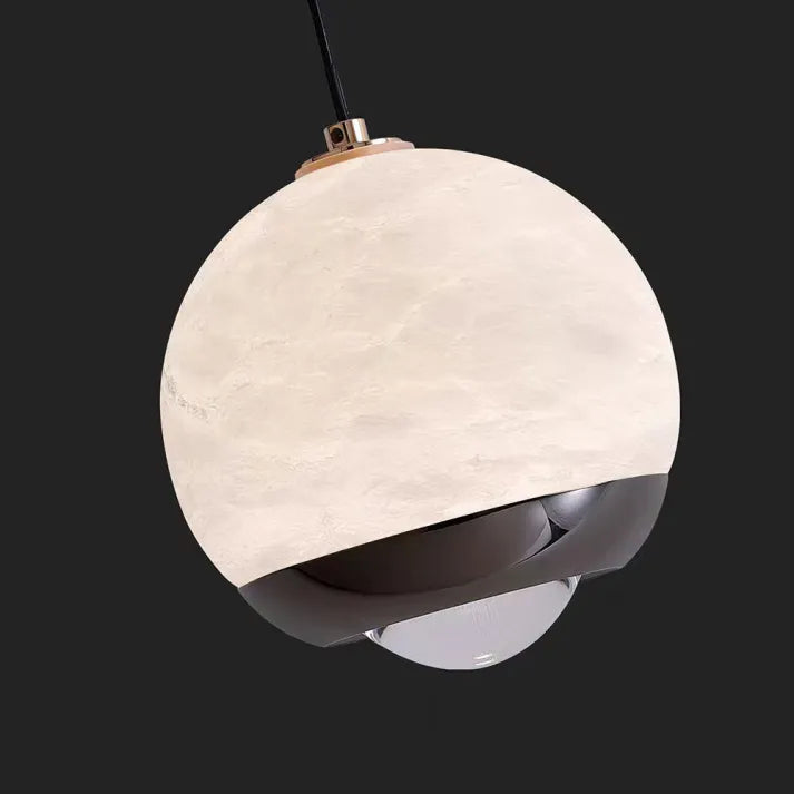 Suspension Globale en Alabastre avec Socle en Marbre - Design Nordique Élégant