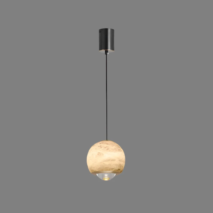 Suspension Globale en Alabastre avec Socle en Marbre - Design Nordique Élégant