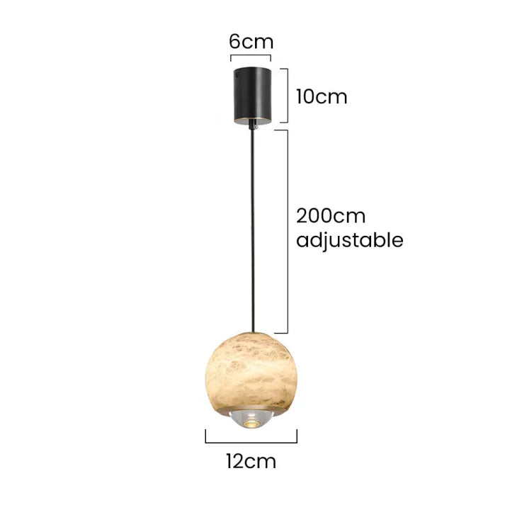 Suspension Globale en Alabastre avec Socle en Marbre - Design Nordique Élégant