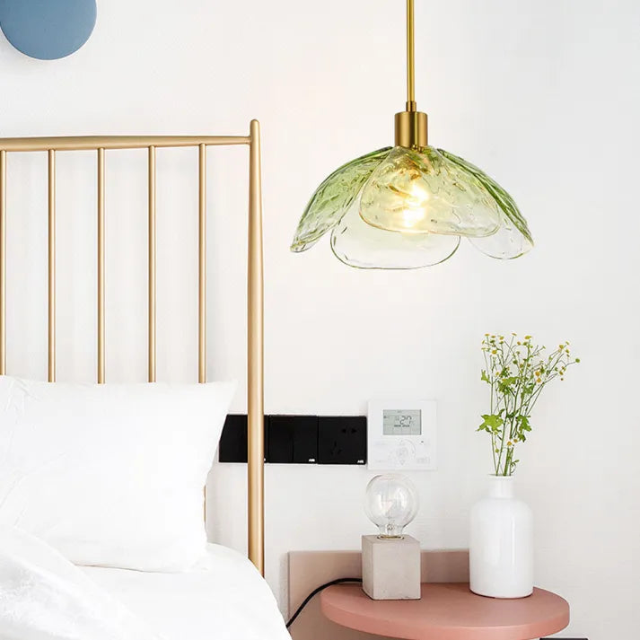 Suspension Fleurie Créative pour Table de Nuit – Éclairage Élégant en Verre pour Chambre et Salon