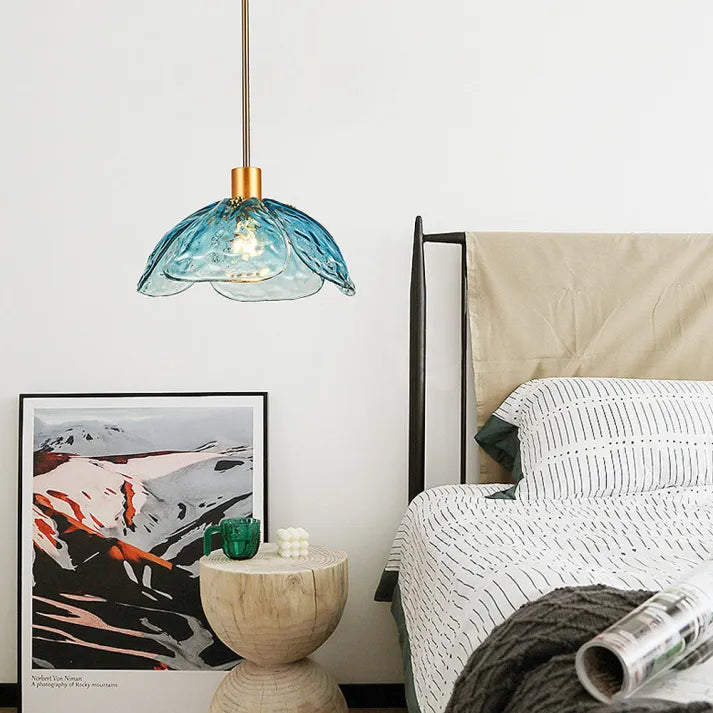 Suspension Fleurie Créative pour Table de Nuit – Éclairage Élégant en Verre pour Chambre et Salon