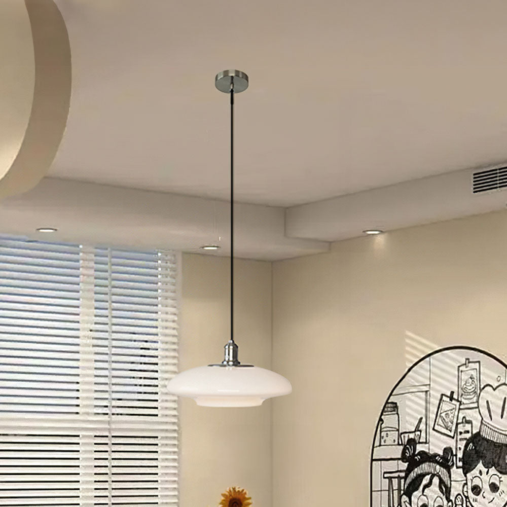 Suspension Moderne en Verre Blanc - Lampe Design Épuré E27