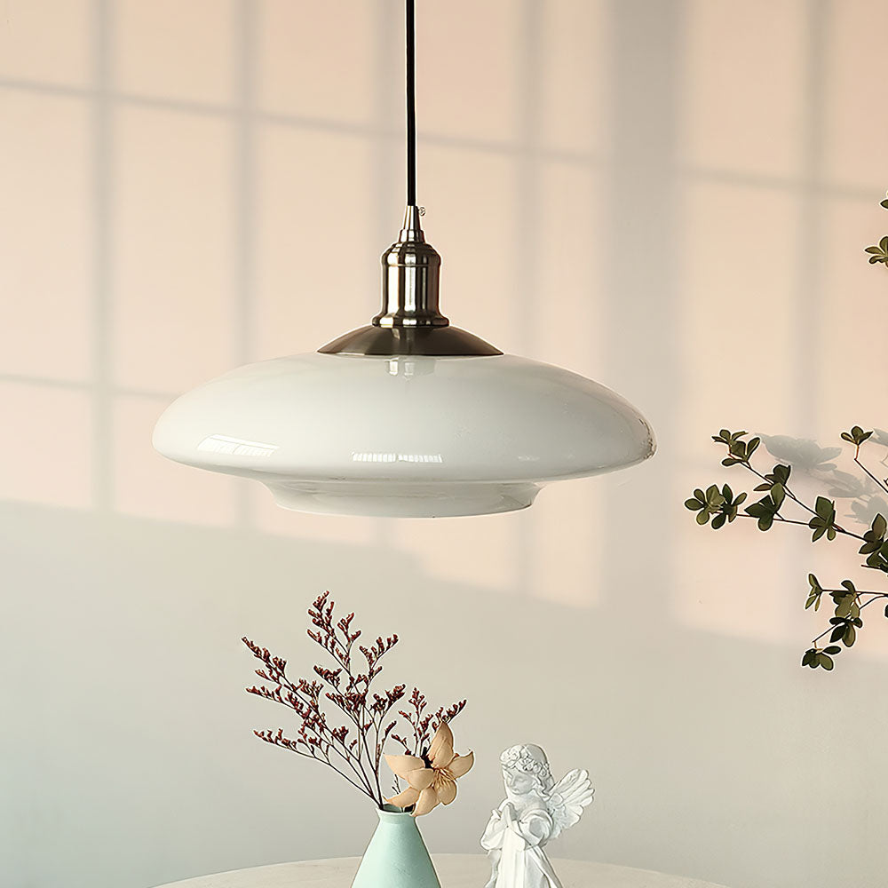 Suspension Moderne en Verre Blanc - Lampe Design Épuré E27