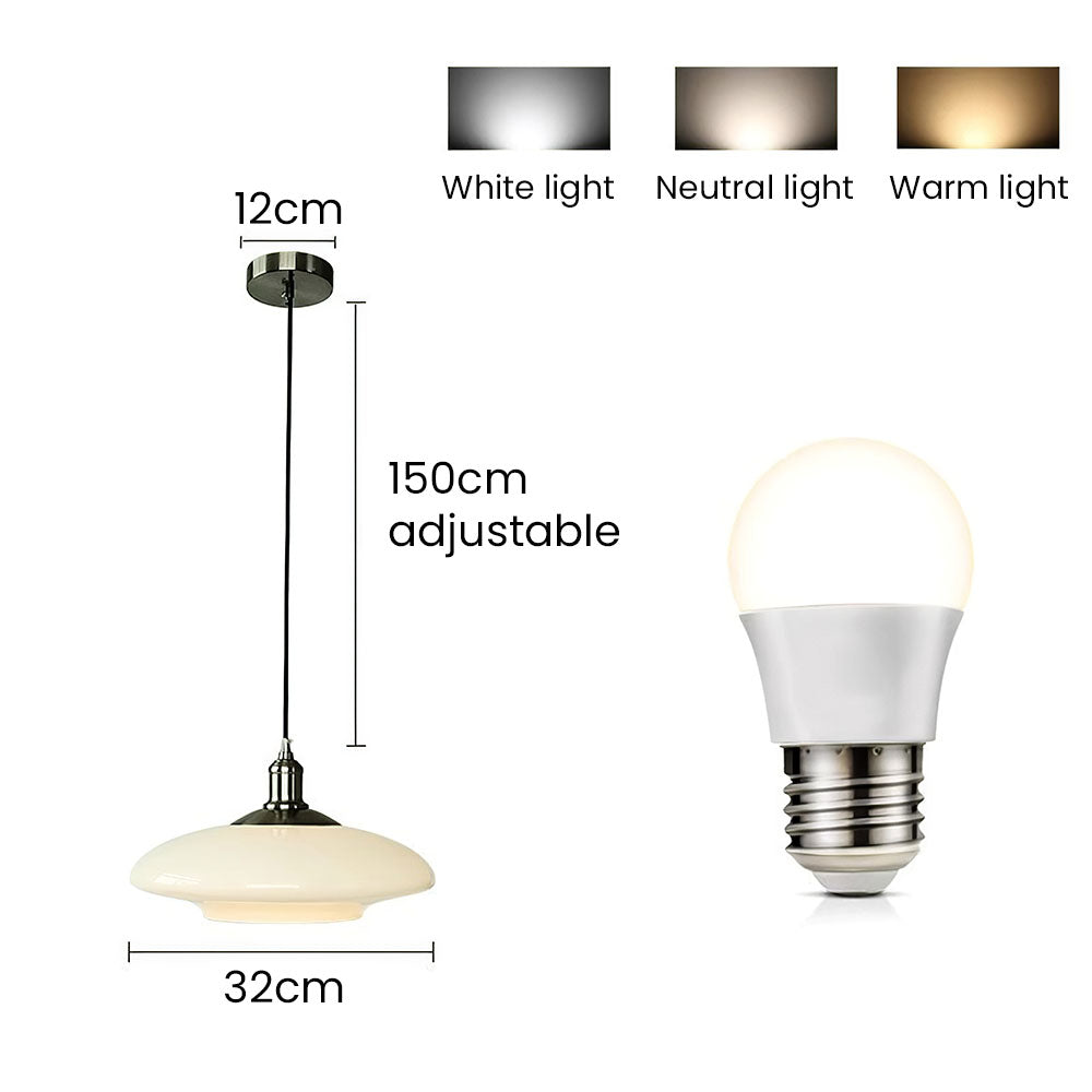Suspension Moderne en Verre Blanc - Lampe Design Épuré E27