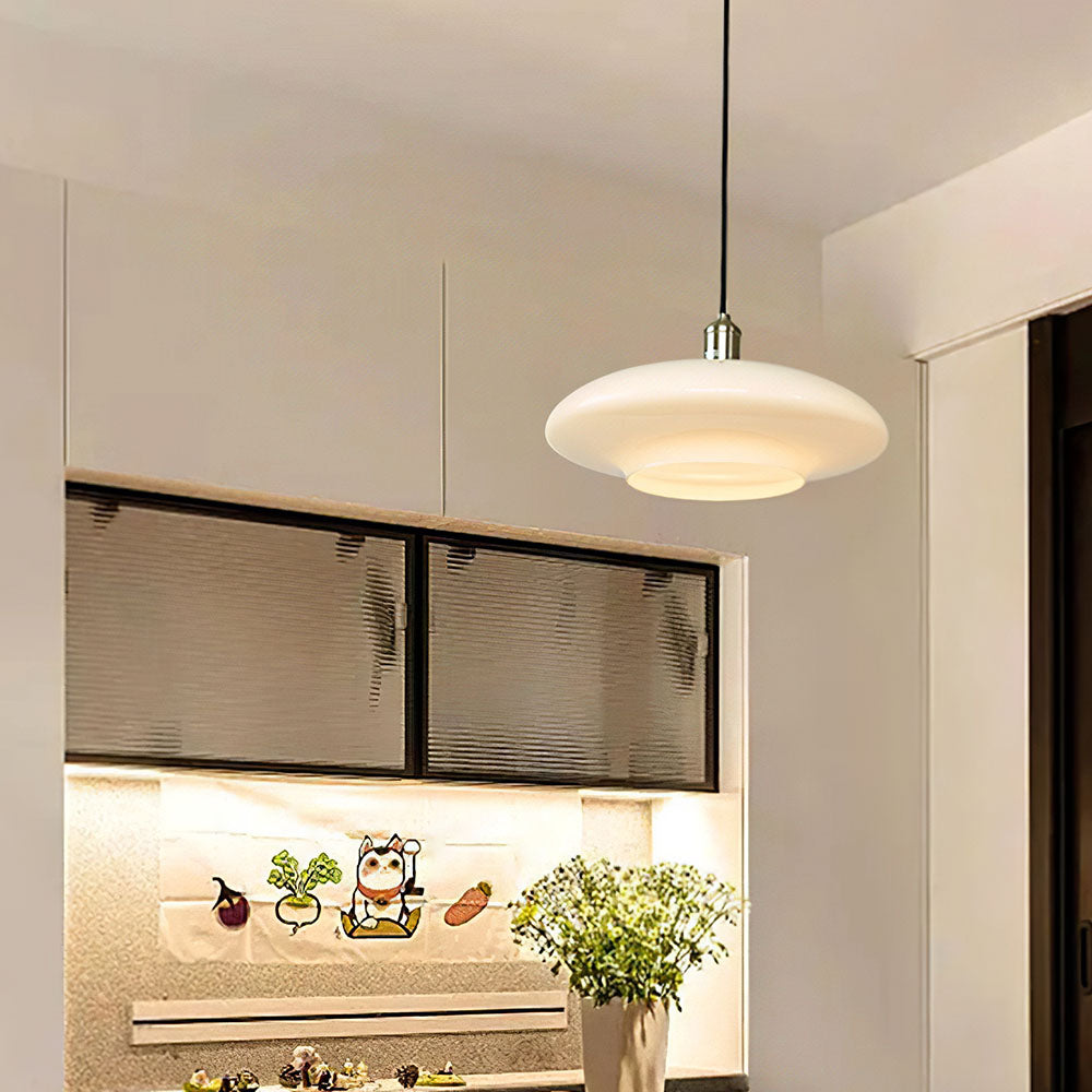 Suspension Moderne en Verre Blanc - Lampe Design Épuré E27
