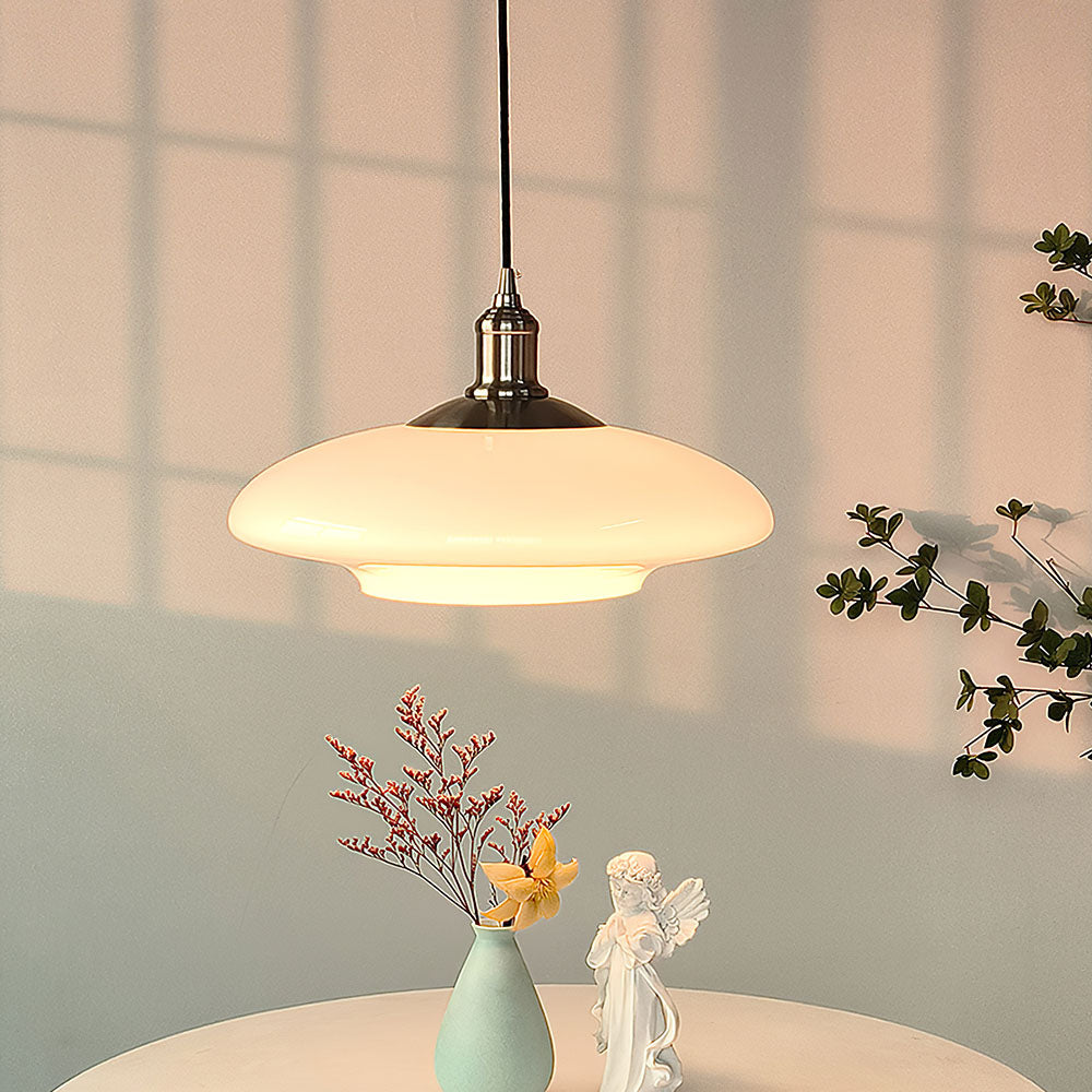Suspension Moderne en Verre Blanc - Lampe Design Épuré E27