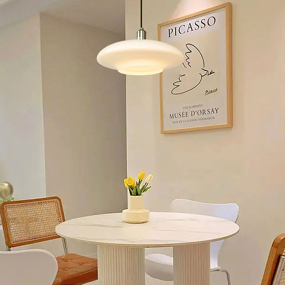 Suspension Moderne en Verre Blanc - Lampe Design Épuré E27