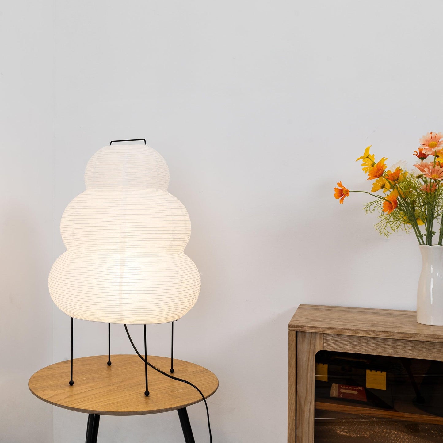 Lampe de Table Akari – Design Inspiré du Japon avec Papier de Murier et Métal