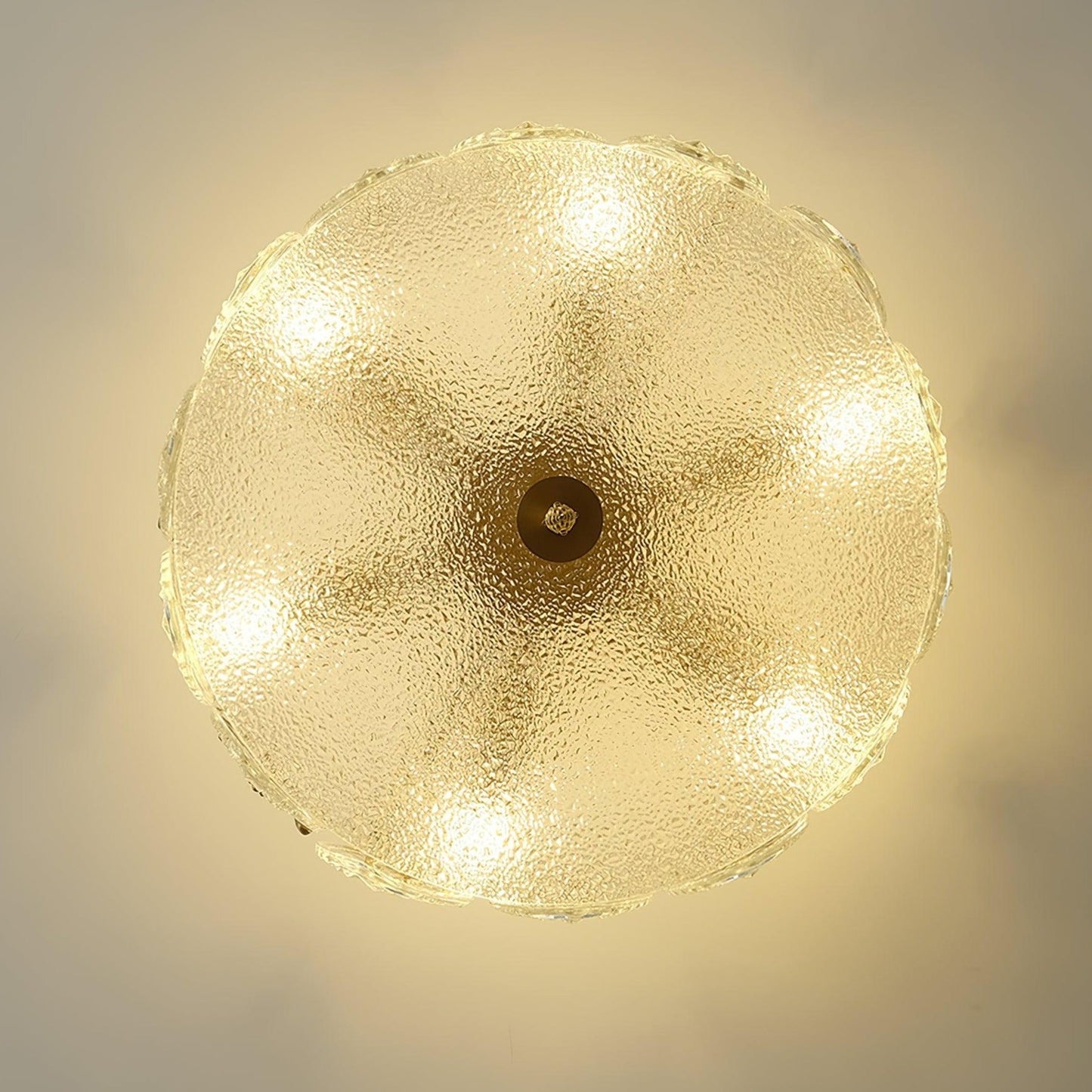 Chandelier Rond en Verre avec Motif Décoratif - Lampe Suspendue Élégante