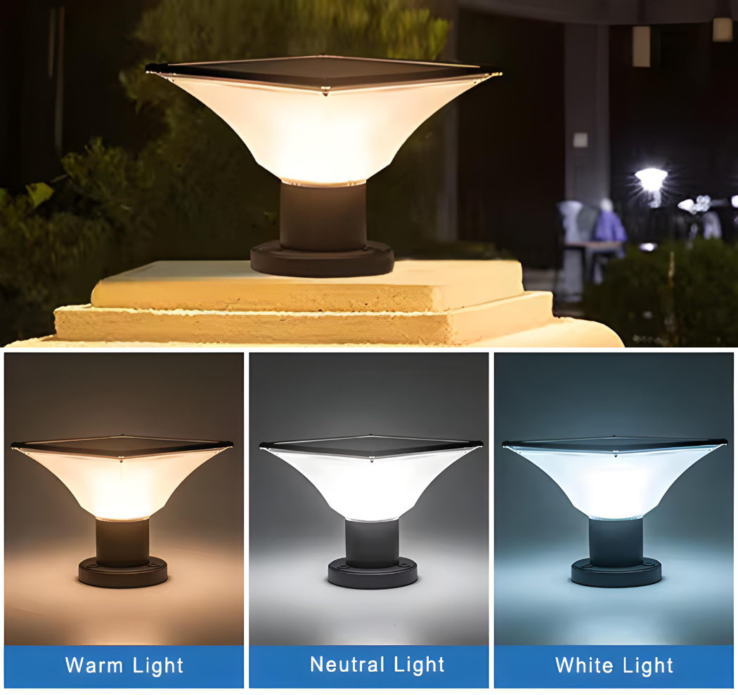 Lampe Solaire à Poteau LED – Éclairage Extérieur Résistant aux Intempéries avec Batterie 4000mAh