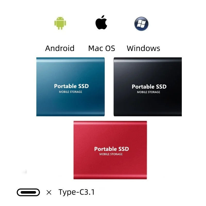 Disque Dur Externe SSD Portable 1 To/4 To – USB-C Haute Vitesse, Compatible PC, Mac, Android