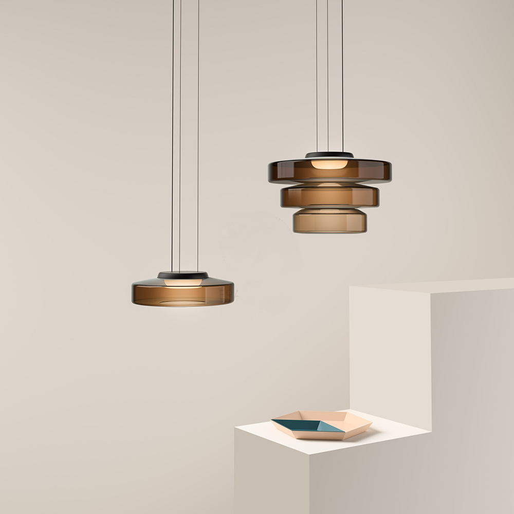 Suspension Lune en Verre - Éclairage Élégant et Modulaire pour Votre Intérieur
