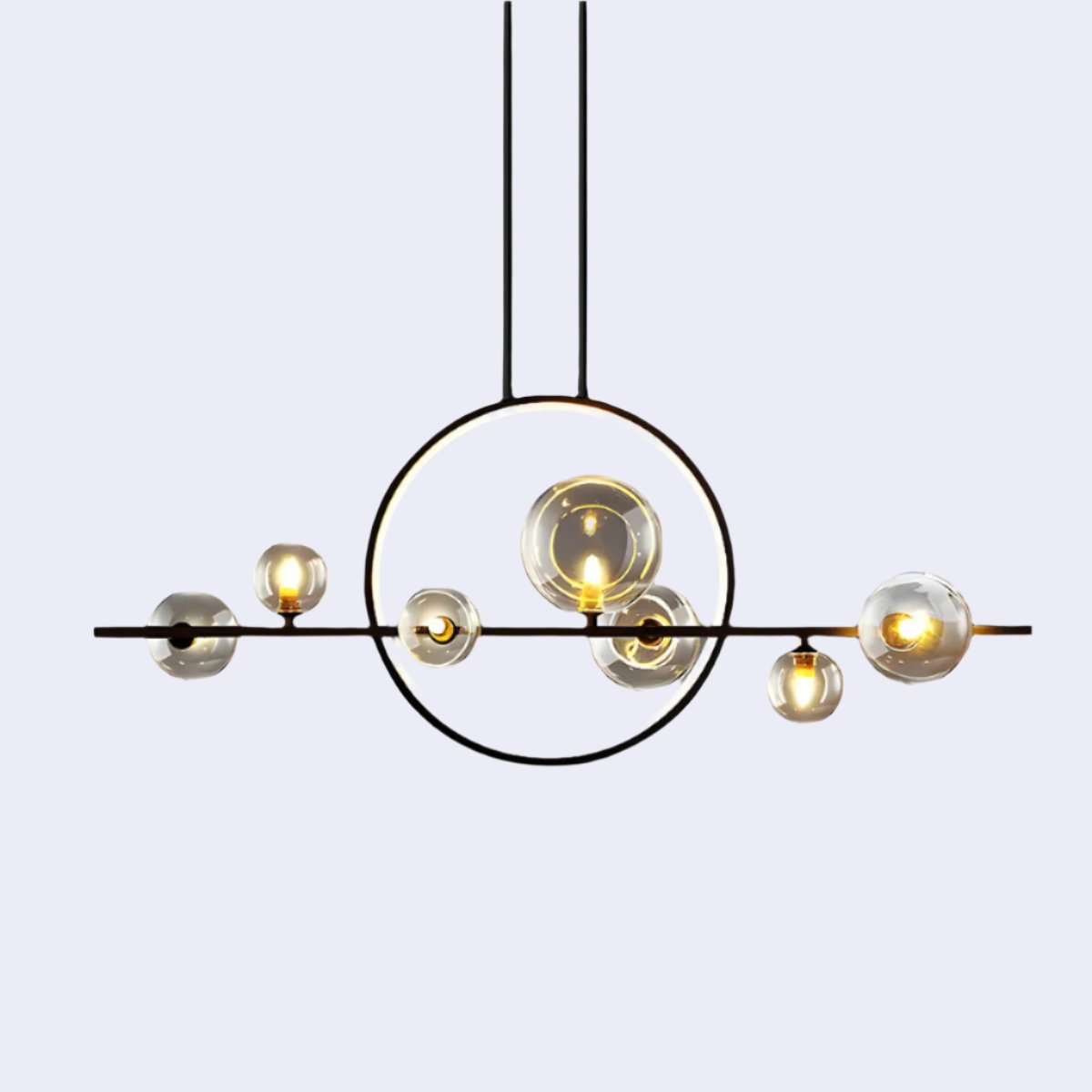 Lampe Design Moderne ELARA – Suspension avec Anneau LED et Boules en Verre
