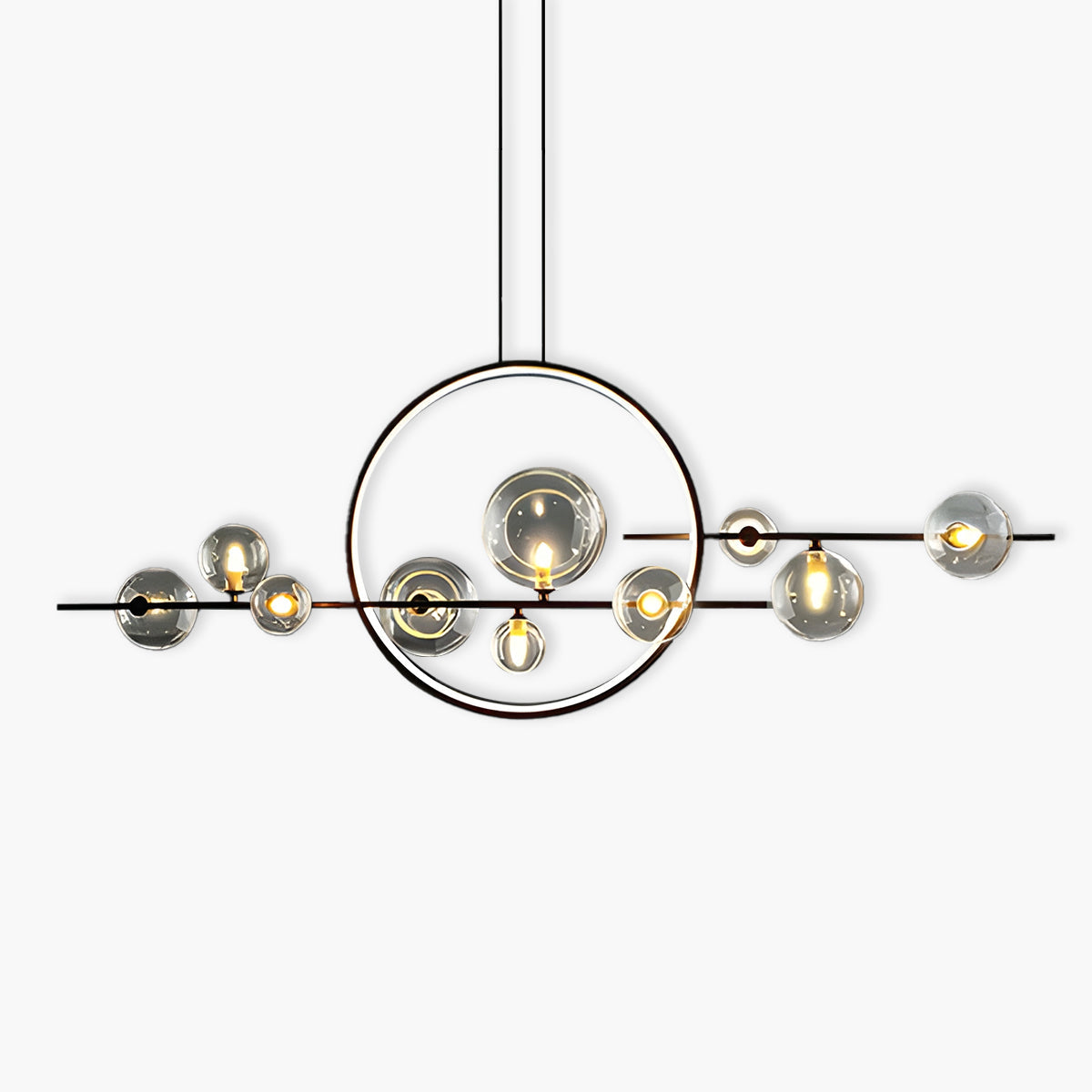 Lampe Design Moderne ELARA – Suspension avec Anneau LED et Boules en Verre