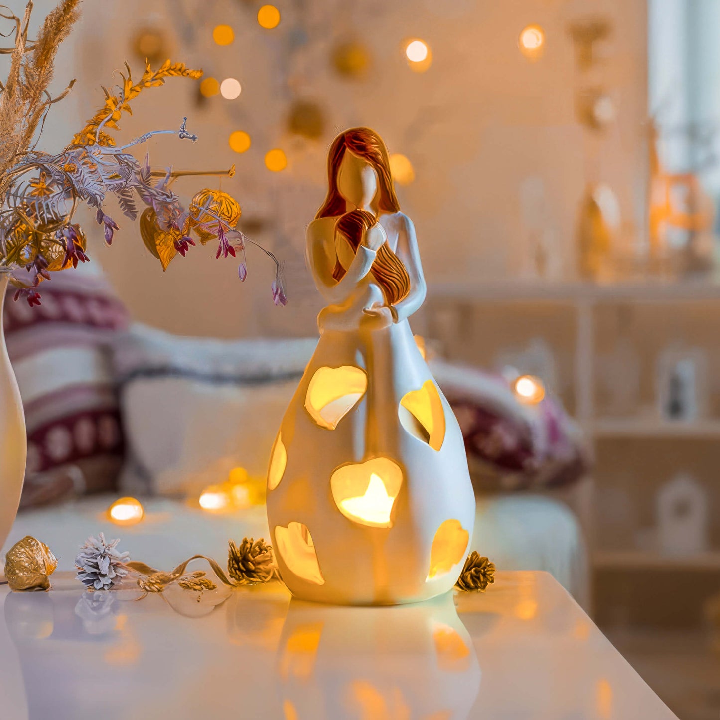 Lampe Eternal Love - Éclairage Romantique et Élégant en Résine Beige