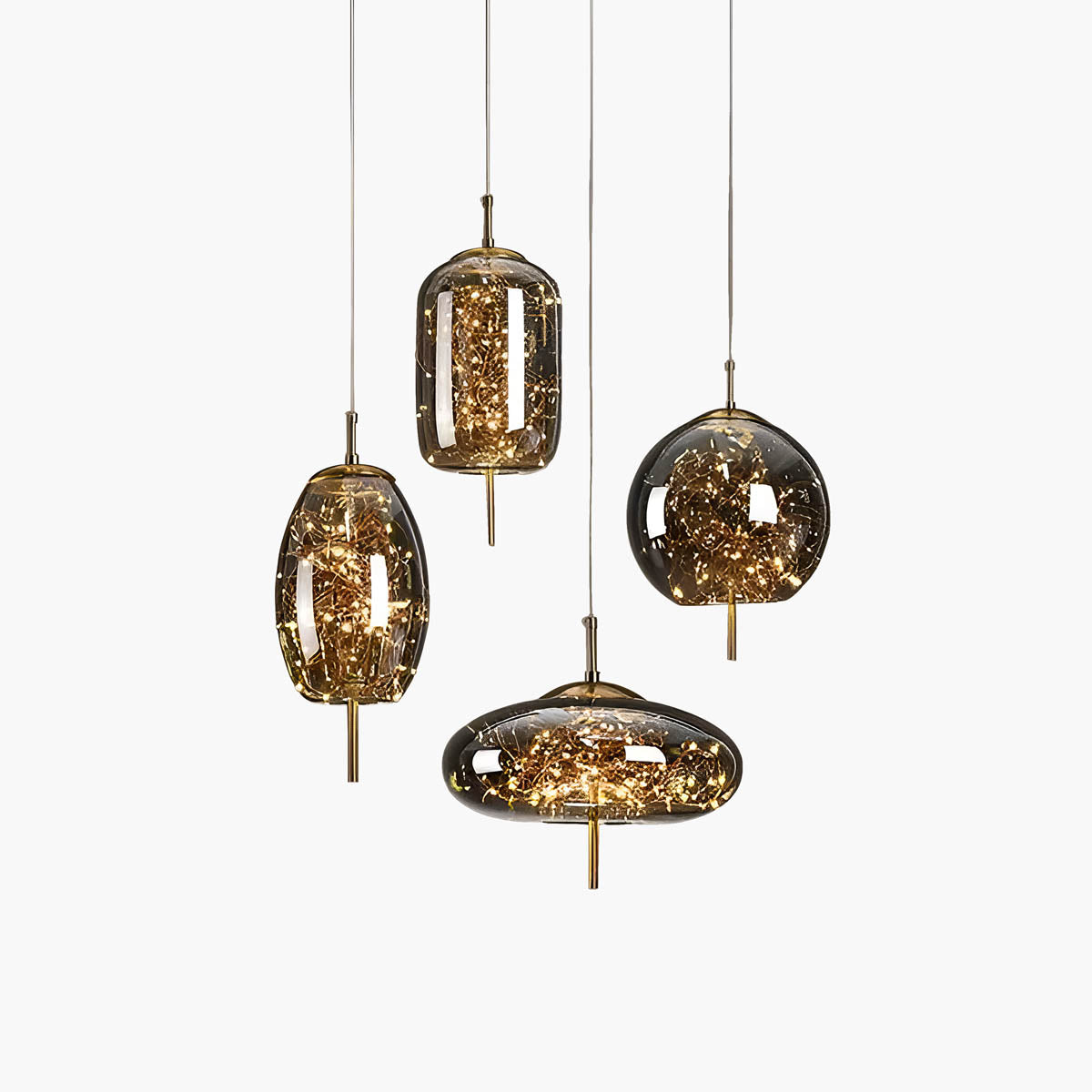 Lampe Suspendue Essence - Élégance Moderne avec Verre Brun et Éclairage LED