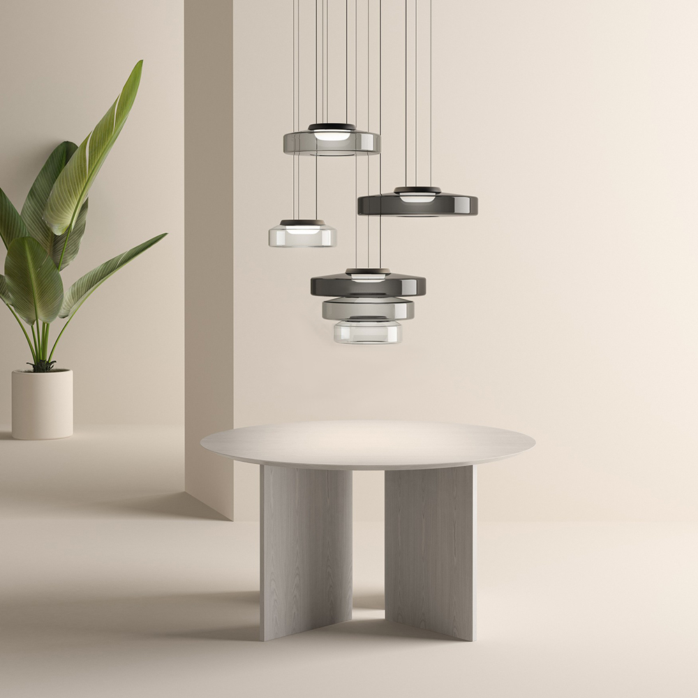 Suspension Lune en Verre - Éclairage Élégant et Modulaire pour Votre Intérieur