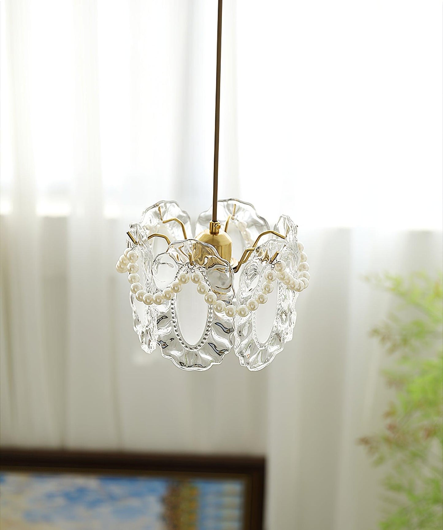 Suspension Luminaire en Verre Floral – Élégant et Raffiné, Design Naturel, LED Compatible