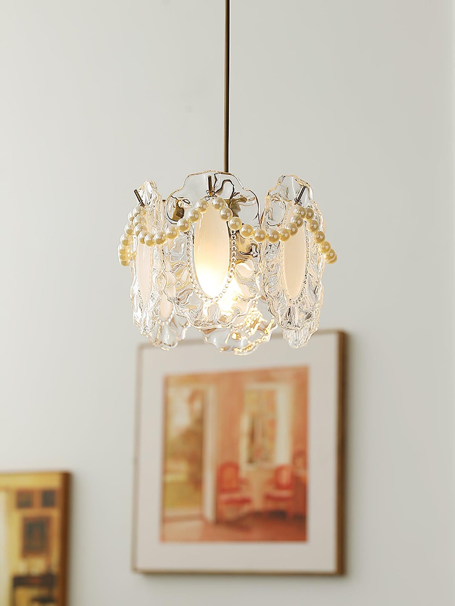 Suspension Luminaire en Verre Floral – Élégant et Raffiné, Design Naturel, LED Compatible