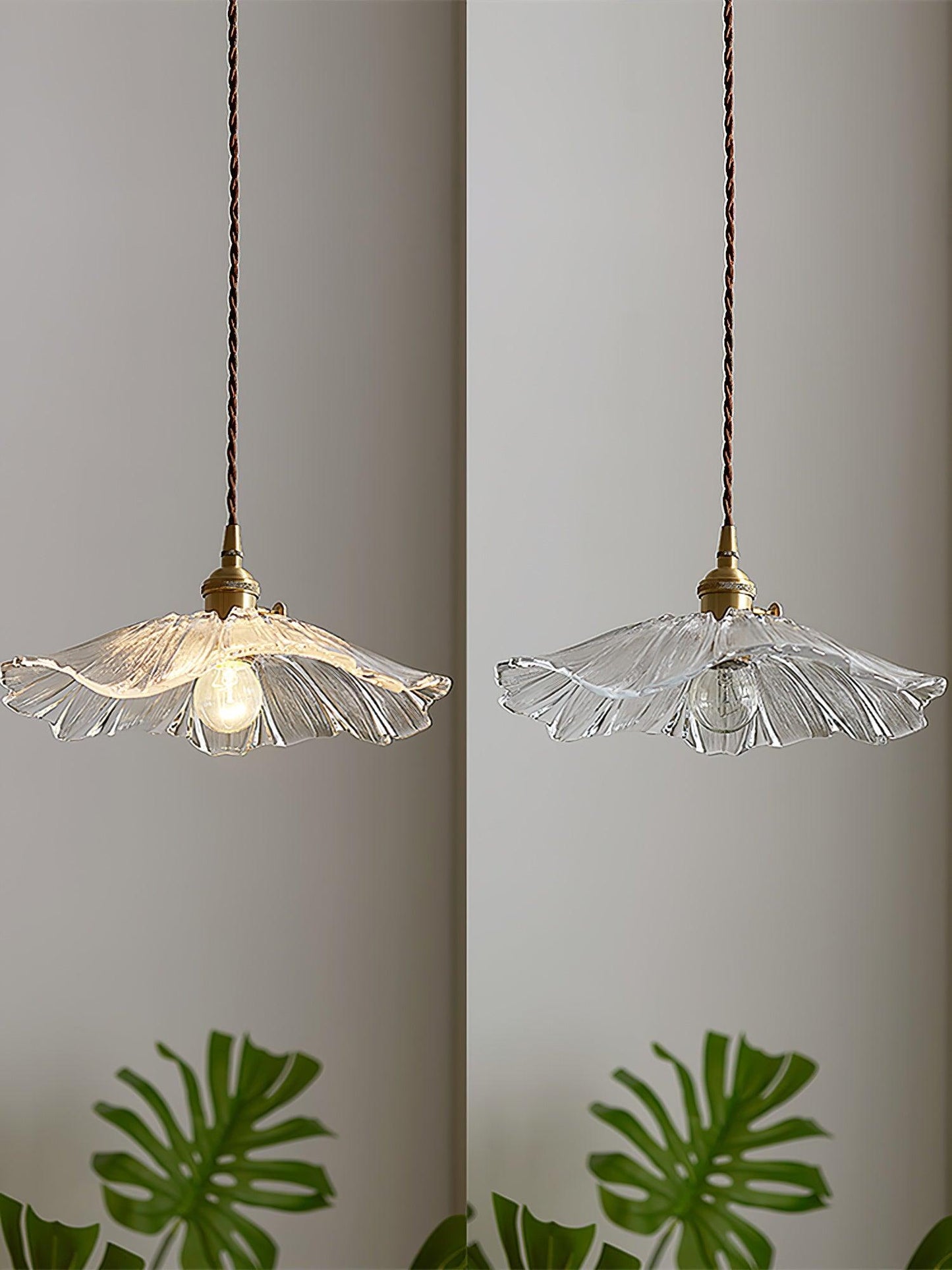 Suspension Flower Glass - Lampe en Verre Transparent, Design Rétro Élégant