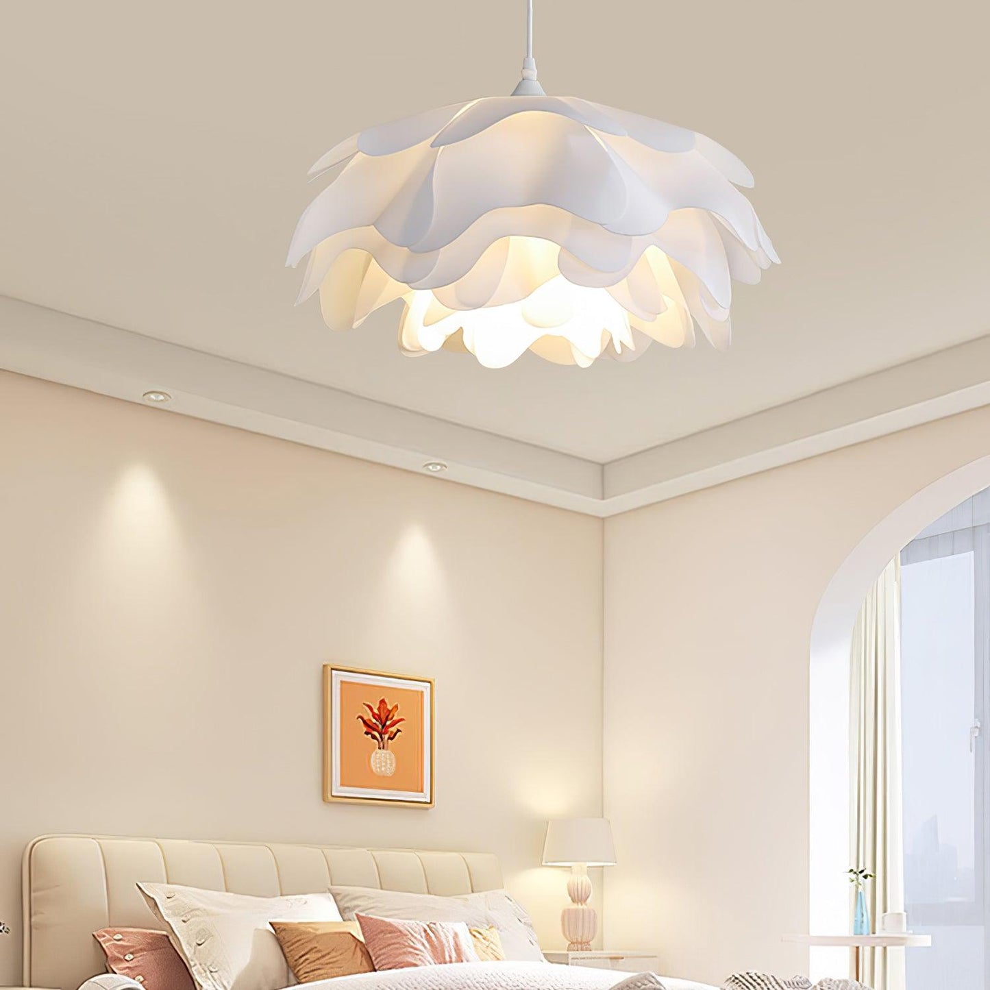 Lampe Pendante Blanche en Forme de Fleur – LED