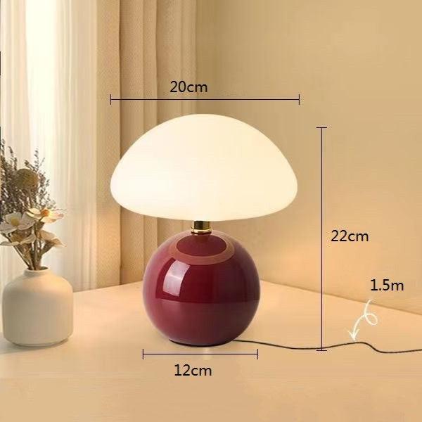 Lampe French Cream Mushroom - Design Rétro en Céramique et PVC, LED Ajustable