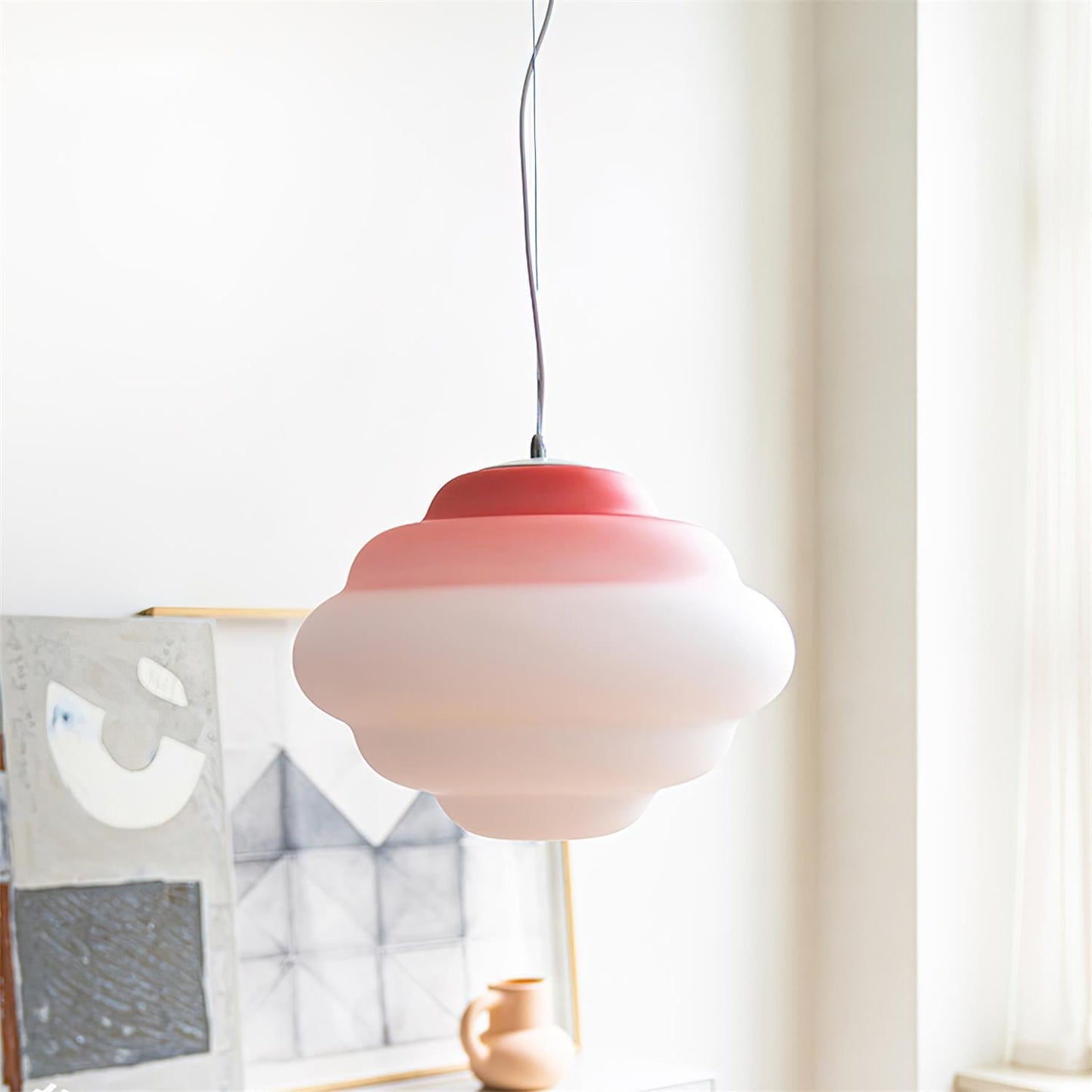 Suspension Gradient Cloudy en Verre Mat - Éclairage LED Décoratif Coloré