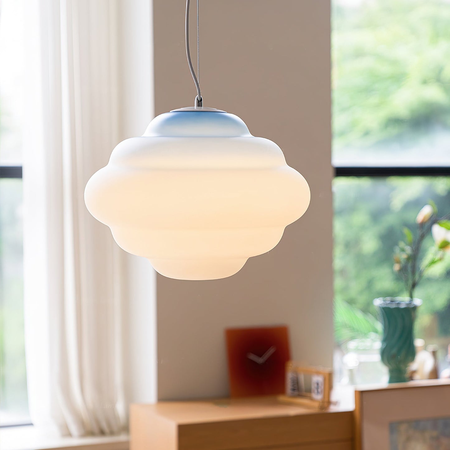 Suspension Gradient Cloudy en Verre Mat - Éclairage LED Décoratif Coloré