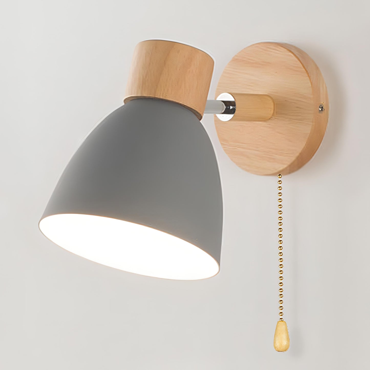 Suspension Murale Nordique Moderne en Bois avec Interrupteur à Tirette - Luminaires Élégants