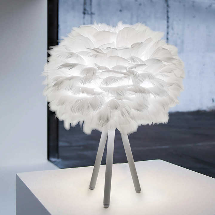 MissFeather Lampe de Table de Luxe – Abat-jour en Plumes avec Fonction Dimmable