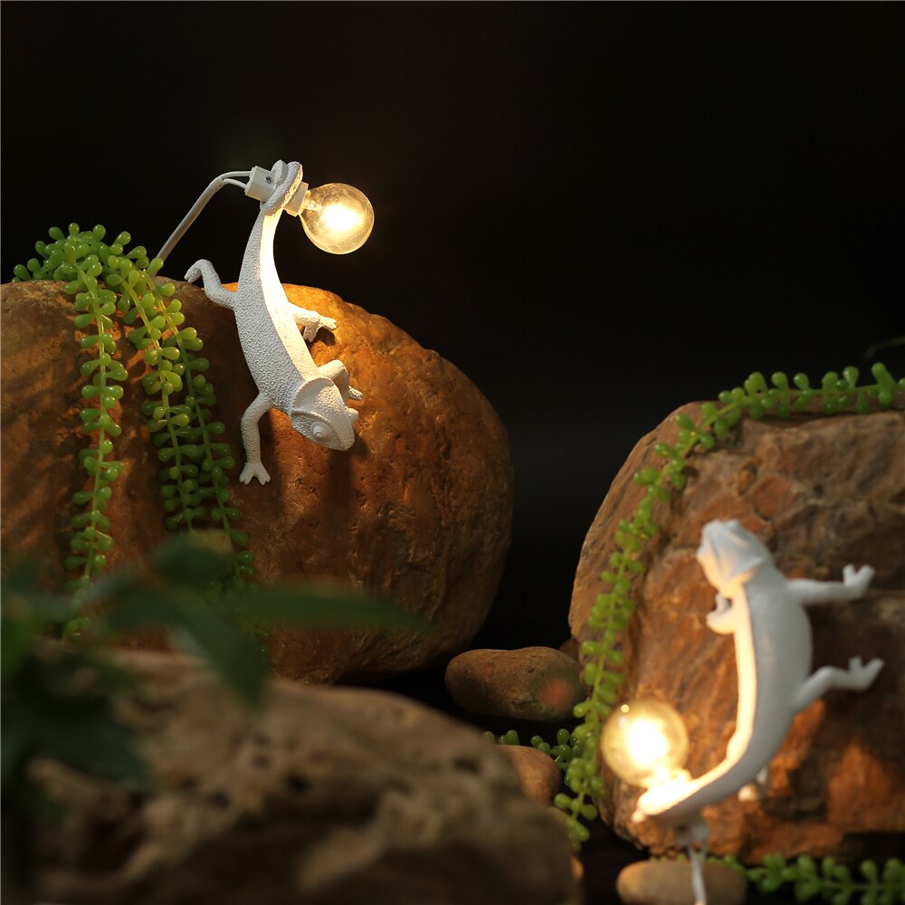 Lampe de Table Animalière en Résine - Lézard Unique et Élégant