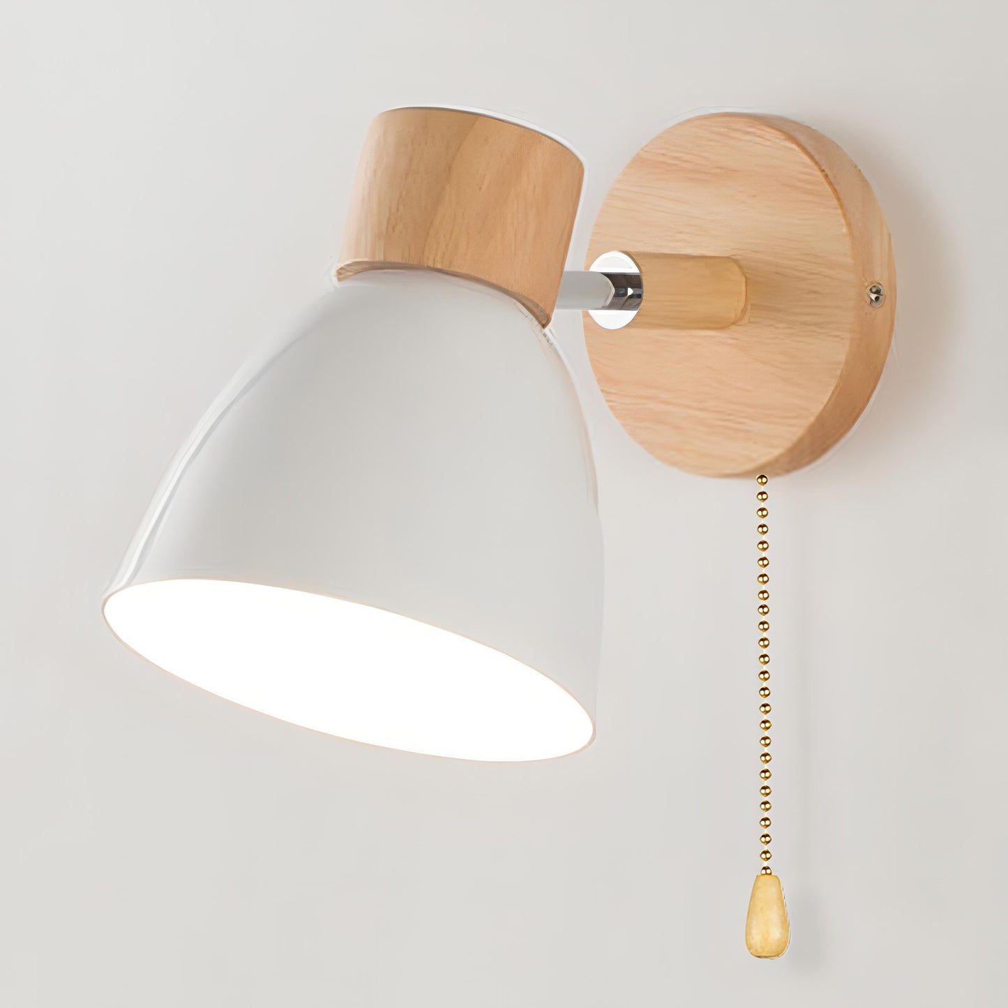 Suspension Murale Nordique Moderne en Bois avec Interrupteur à Tirette - Luminaires Élégants