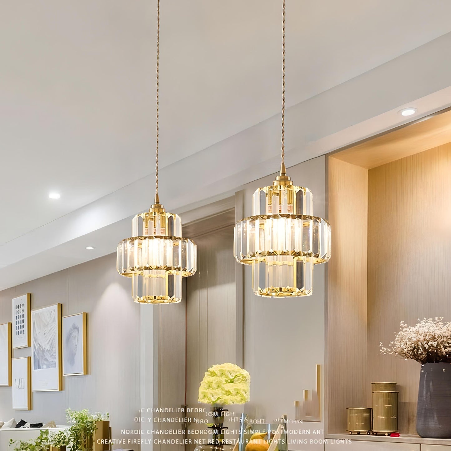 Lampe Plafonnier Cristal en Verre Fernando - Éclairage Élégant pour Hall et Lobby