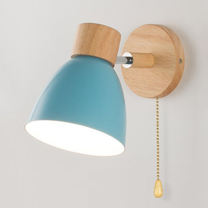 Lampe Murale Scandinave Yadiel en Bois – Applique Design avec Interrupteur à Cordon, Plusieurs Tailles Disponibles