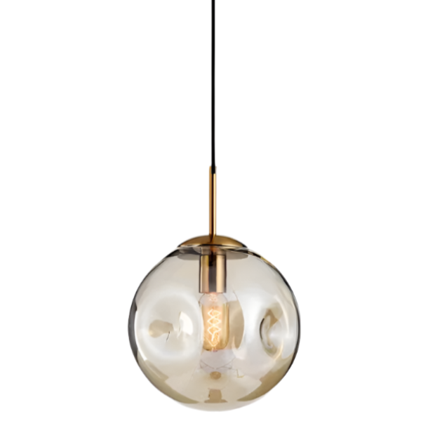Suspension Moderne en Verre Doré – Élégance Scandinave avec Éclairage Doux