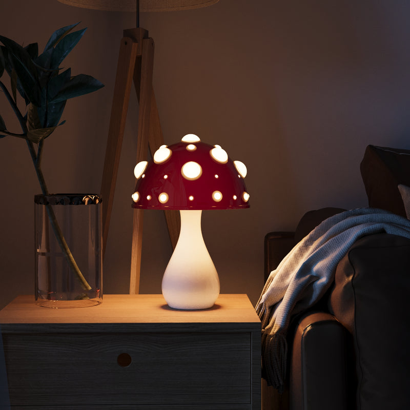 Lampe de Table Amanita - Design Inspiré du Champignon avec Lumière LED Dimmable et Option Sans Fil