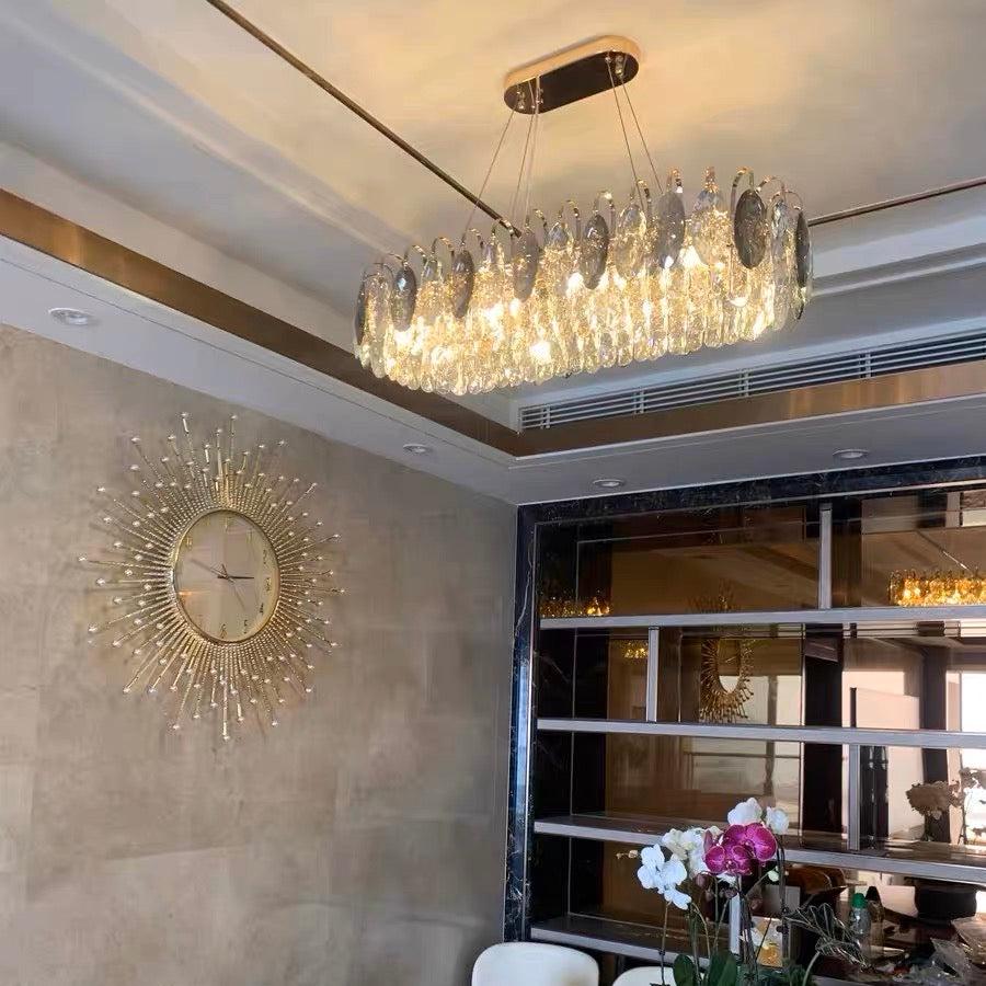 Chandelier Cristal K9 - Luminaire Élégant en Métal Rose Gold, LED Dimmable, Plusieurs Tailles