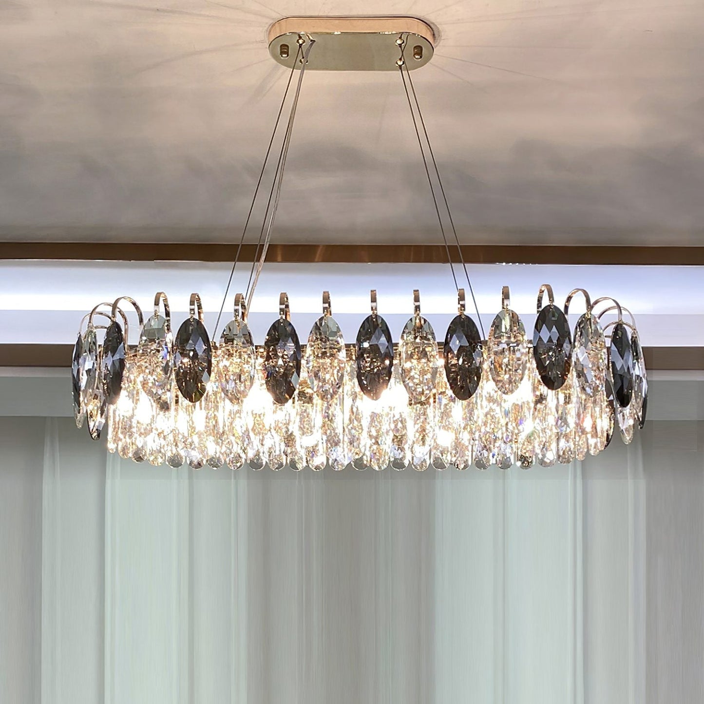 Chandelier Cristal K9 - Luminaire Élégant en Métal Rose Gold, LED Dimmable, Plusieurs Tailles