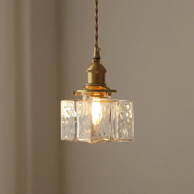 Lampe Pendante Retro Moderne en Verre avec Cordon Doré - Éclairage LED Élégant