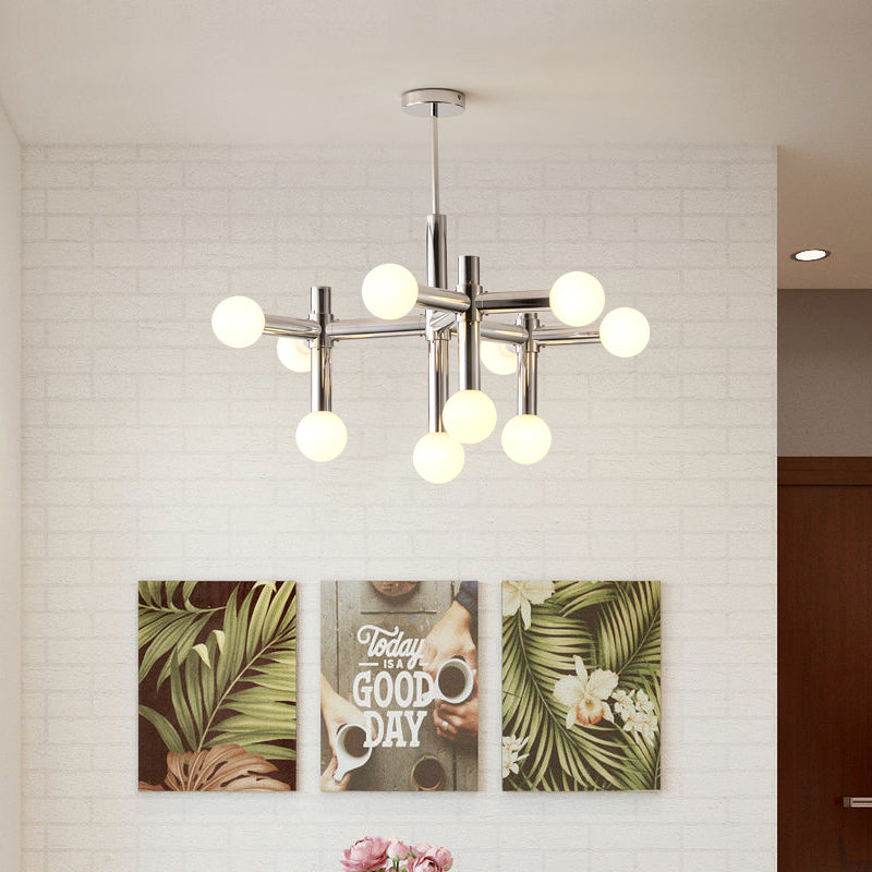 Chandelier Scandinave en Verre – Suspension à Boules de Verre et Finition Chromée