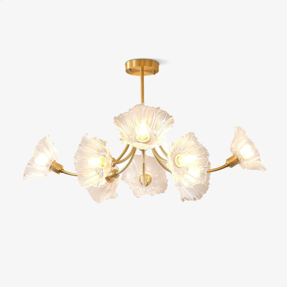 Lustre Kalin en Verre et Laiton - Design Élégant de Fleurs pour Salon et Salle à Manger