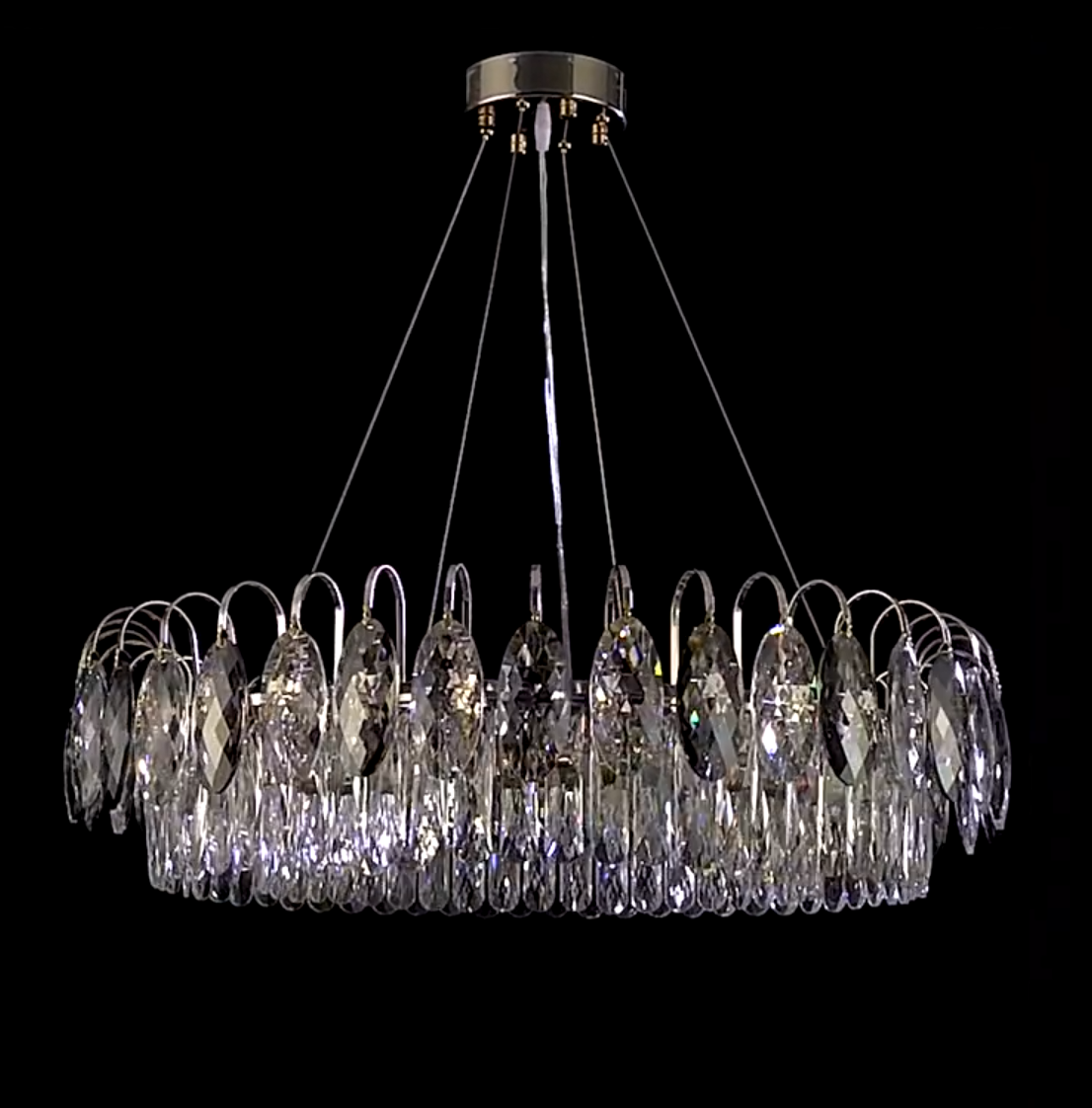 Chandelier Cristal K9 - Luminaire Élégant en Métal Rose Gold, LED Dimmable, Plusieurs Tailles