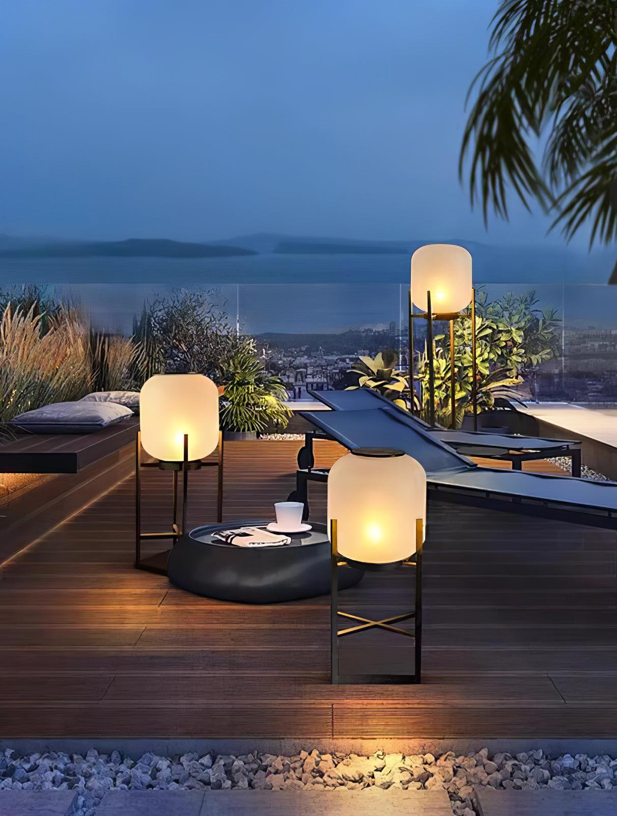 Lampe Solarium Extérieure en Acier Inoxydable et Verre – Éclairage LED Automatique IP65