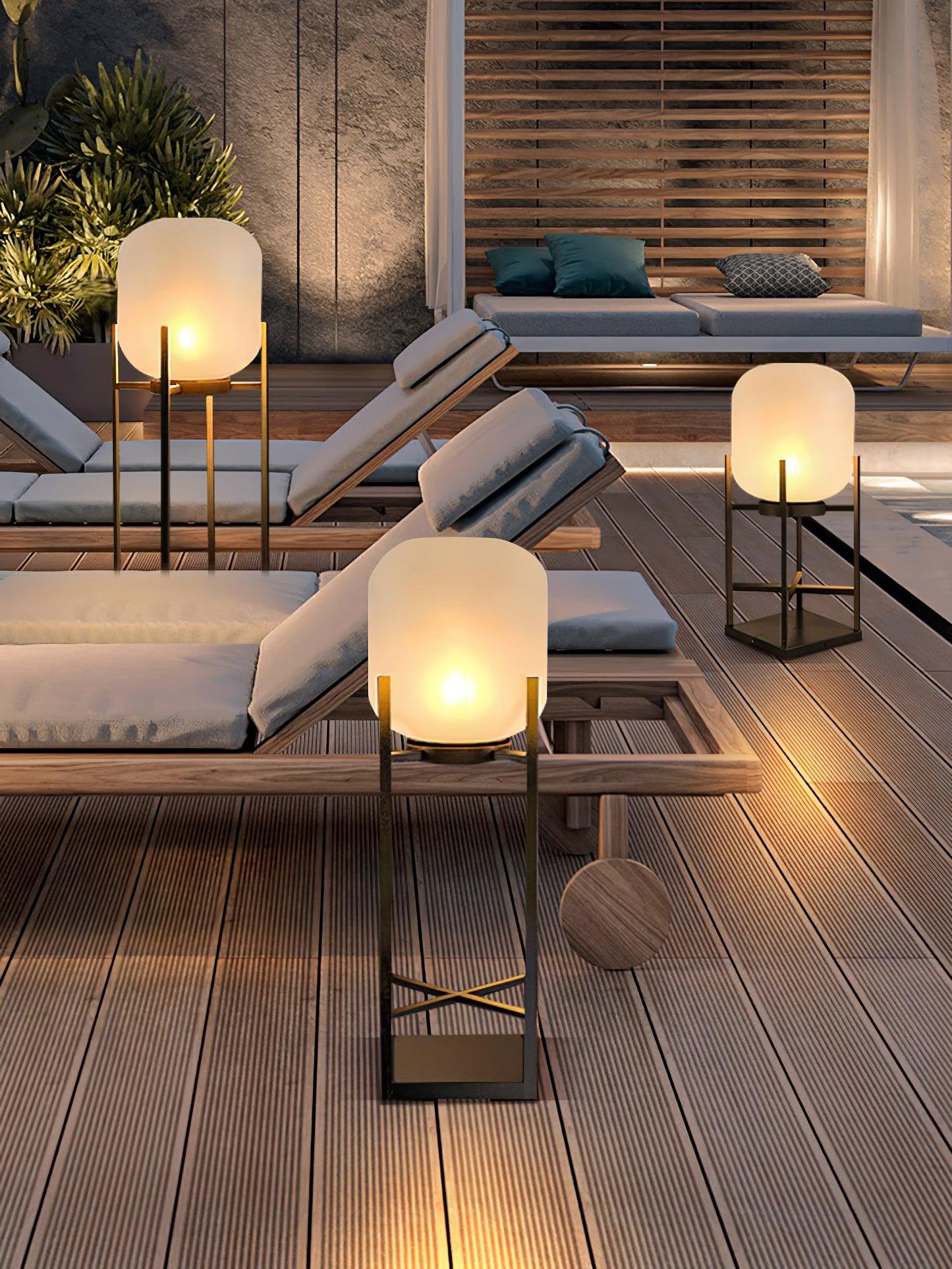 Lampe Solarium Extérieure en Acier Inoxydable et Verre – Éclairage LED Automatique IP65